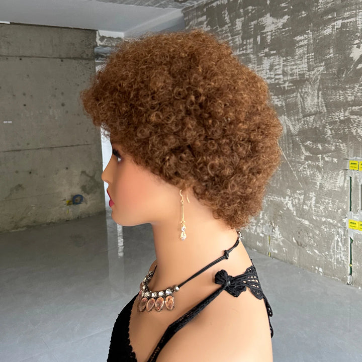 Short Afro Kinky Curly Wigs For Women Human Hair Brazilian