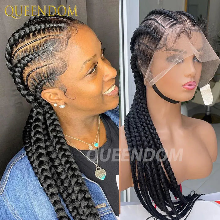 Full Lace Cornrow Box Braided Wig 36