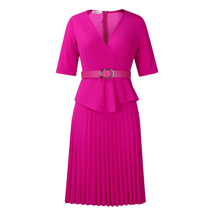 Women's 2025 new fashion plus size  V-neck pleated dress