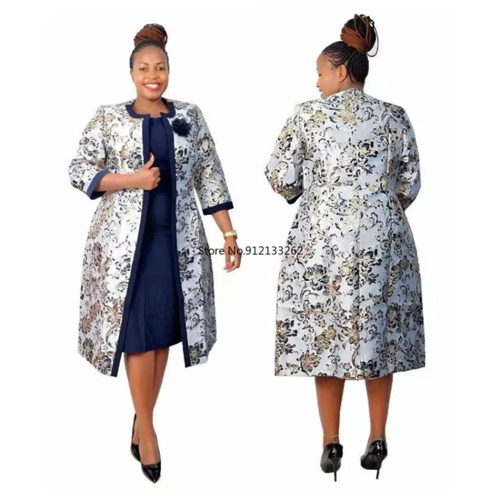 2 Piece Set  Dresses For Women Coat And Office Lady Dress