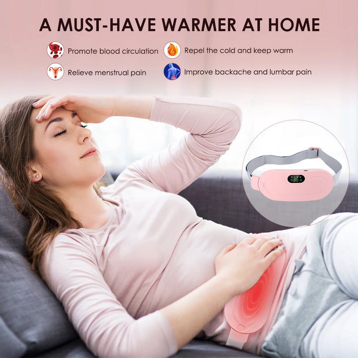 Menstrual Heating Pad Warm  Belt Relief Pain Cramps Vibrating