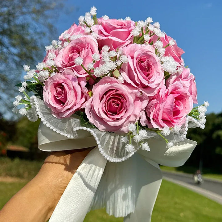 Wedding Bouquets for Bride Babysbreath Rose Bridesmaid