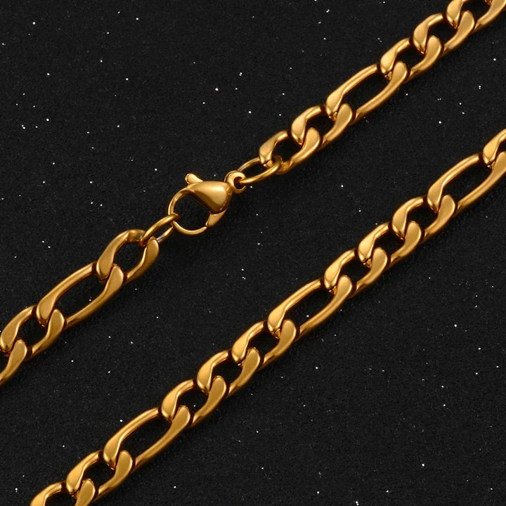 Hot Sale Stainless Steel Gold Color Figaro Chain