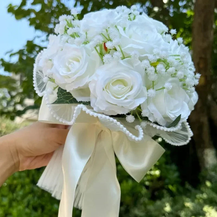 Wedding Bouquets for Bride Babysbreath Rose Bridesmaid