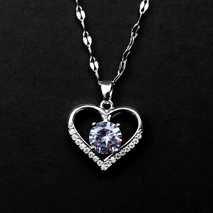 Gems Heart Pendant Necklace for women 2022 Golden Stainless