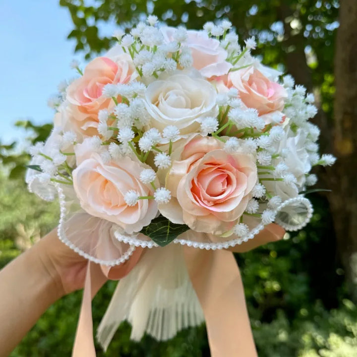 Wedding Bouquets for Bride Babysbreath Rose Bridesmaid