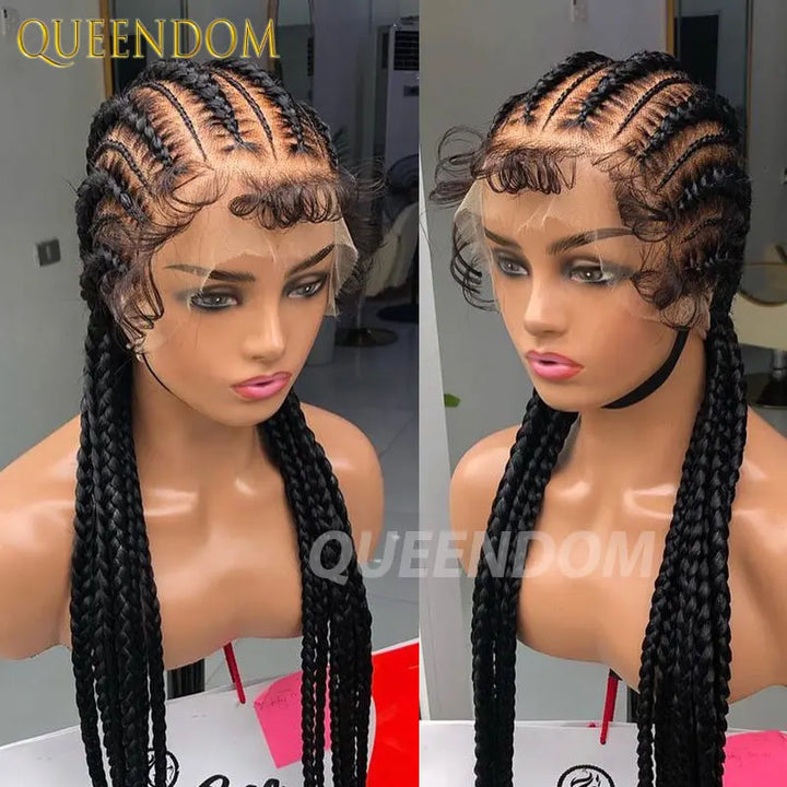 Full Lace Cornrow Box Braided Wig 36