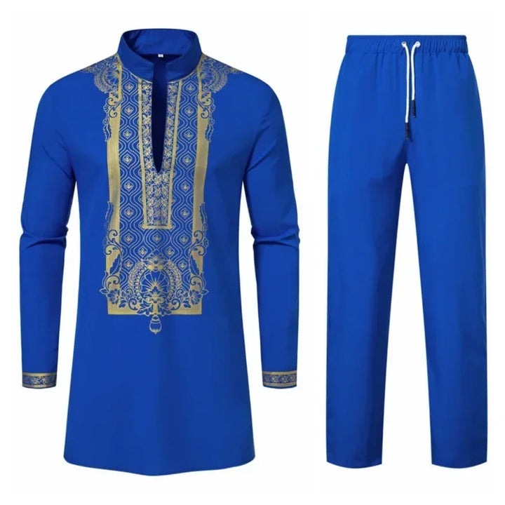 New Personality Men's Long Sleeve Shirt Sets for Dinner