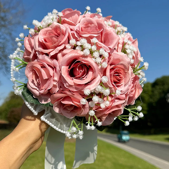 Wedding Bouquets for Bride Babysbreath Rose Bridesmaid