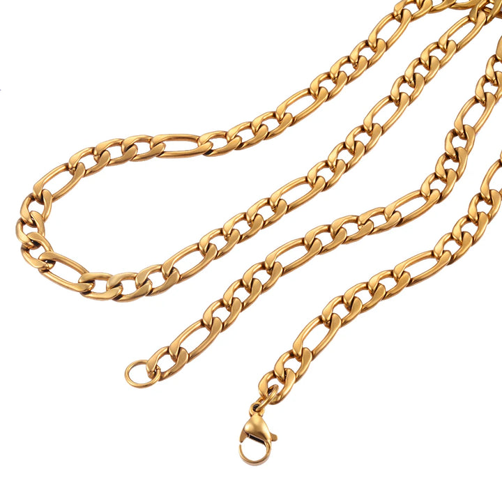 Hot Sale Stainless Steel Gold Color Figaro Chain