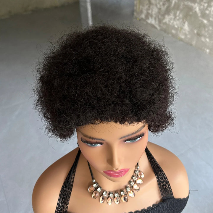 Short Afro Kinky Curly Wigs For Women Human Hair Brazilian