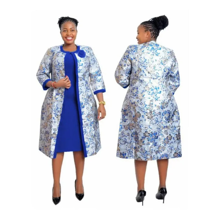 2 Piece Set African Dresses For Women Coat And Office Lady Dress 2024