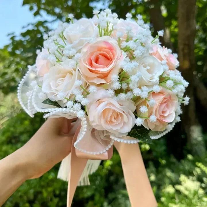 Wedding Bouquets for Bride Babysbreath Rose Bridesmaid