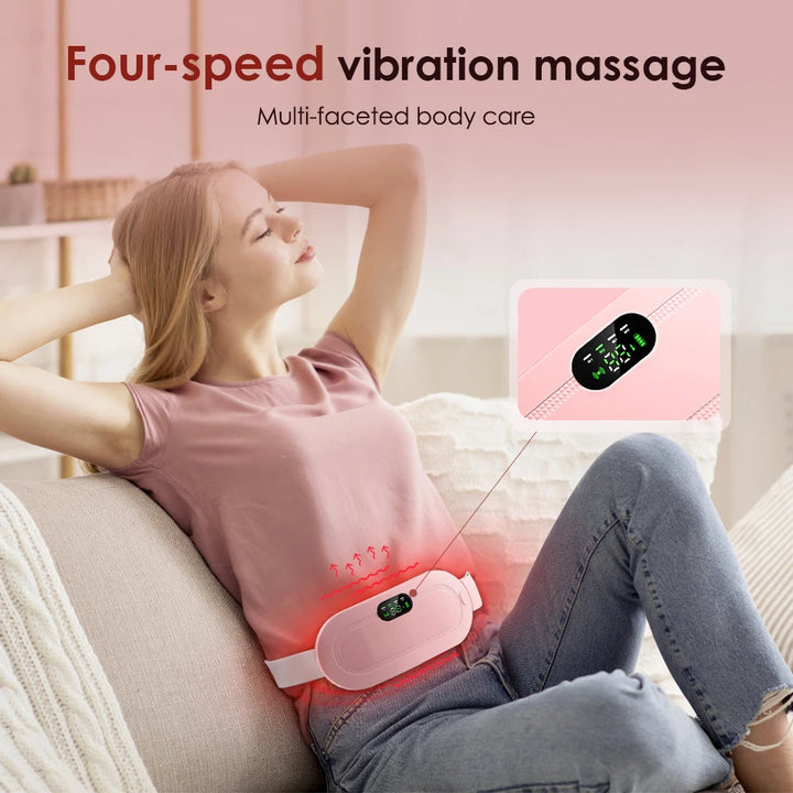 Menstrual Heating Pad Warm  Belt Relief Pain Cramps Vibrating