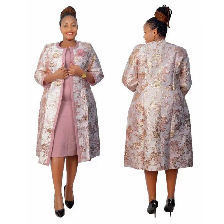 2 Piece Set African Dresses For Women Coat And Office Lady Dress 2024