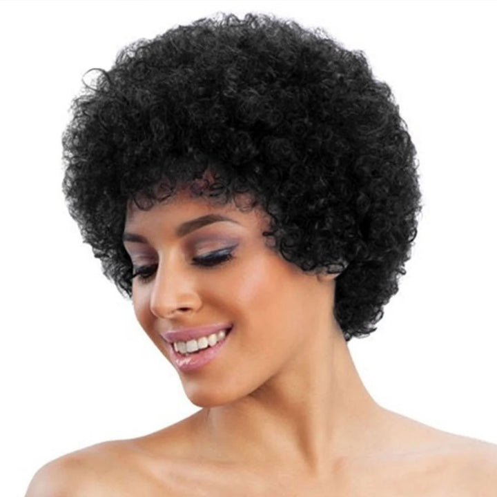 Short Afro Kinky Curly Wigs For Women Human Hair Brazilian